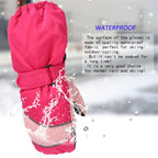 Snow Mittens Waterproof Windproof Winter Ski Gloves Thermal Fleece Dark Blue