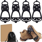 8 Steel Spike Anti-Slip Cleats 2 Pairs Silicone Shoe Covers M Size for Hiking Boots