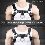 Men's Punk Leather Chest & Shoulder Harness, Party & Cosplay Style (Black)