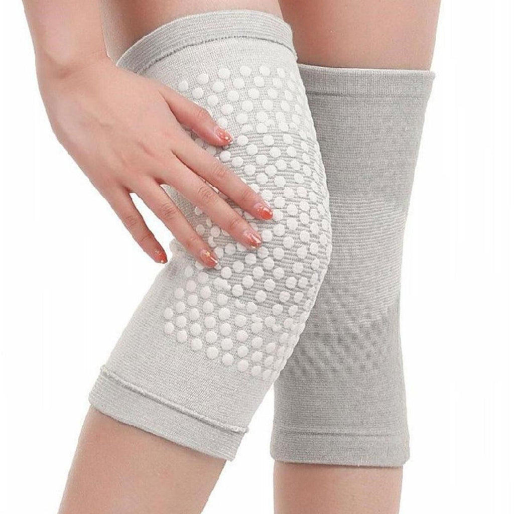 Self Heating Knee Pads Grey Compression Support Sleeves for Arthritis Joint Pain Relief Sports Recovery 2 Pair XL
