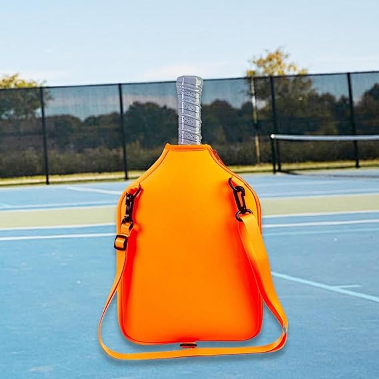 Neoprene Tennis & Pickleball Paddle Bag Lightweight Protective Carry Case with Shoulder Strap - Orange