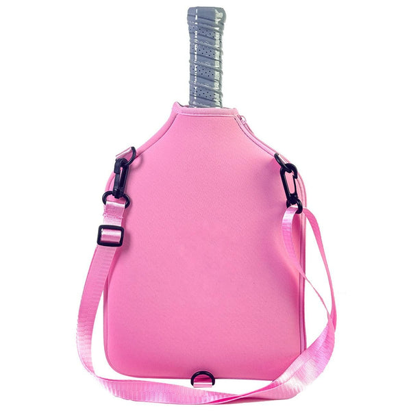 Neoprene Tennis & Pickleball Paddle Bag Lightweight Protective Carry Case with Shoulder Strap - Pink