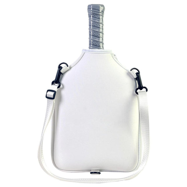 Neoprene Tennis & Pickleball Paddle Bag Lightweight Protective Carry Case with Shoulder Strap - White