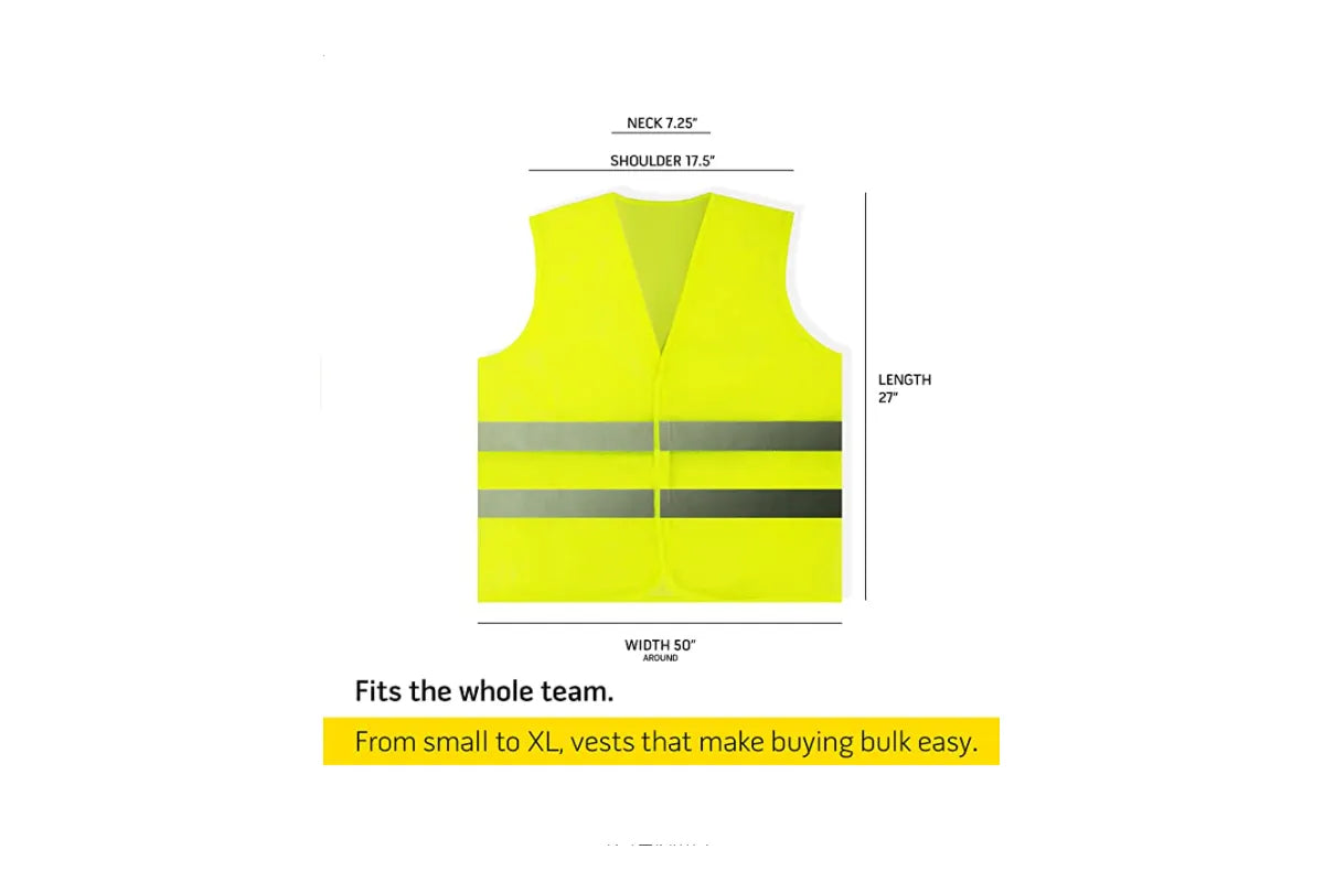 Safety Vests Bulk Pack - Reflective High Visibility, Men Women, Mesh 10 PACK Fluorescent green