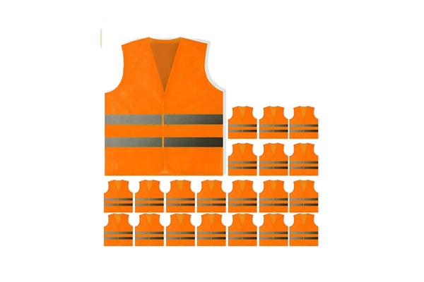Safety Vests Bulk Pack - Reflective High Visibility, Men Women, Mesh 10 PACK Orange
