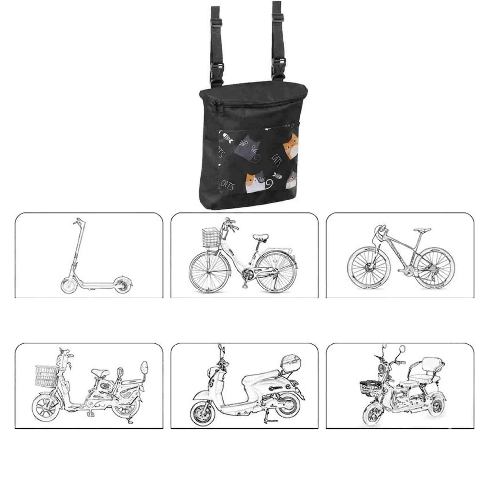 Bicycle Hanging Bag Front Handlebar Organizer Placement Bag For Bike Storage - Black