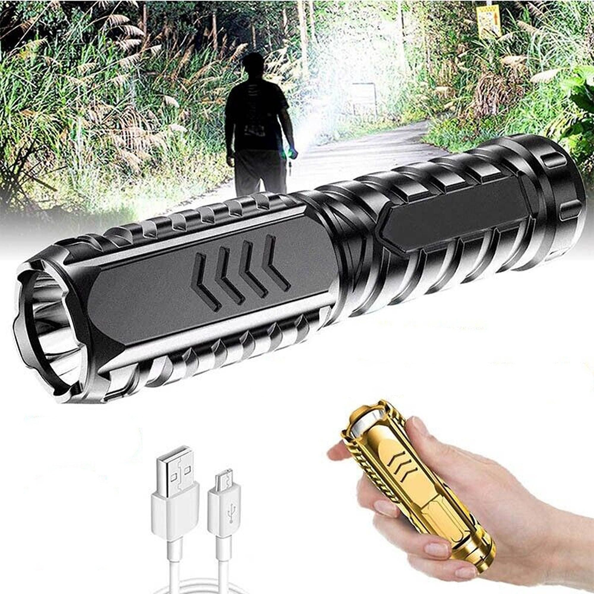 Camping Flashlight Multifunctional Rechargeable Flashlight for Outdoor - Gold