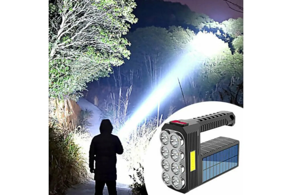 Solar LED Torch USB Rechargeable COB LED Work Light Camping Hiking Lamp Bright