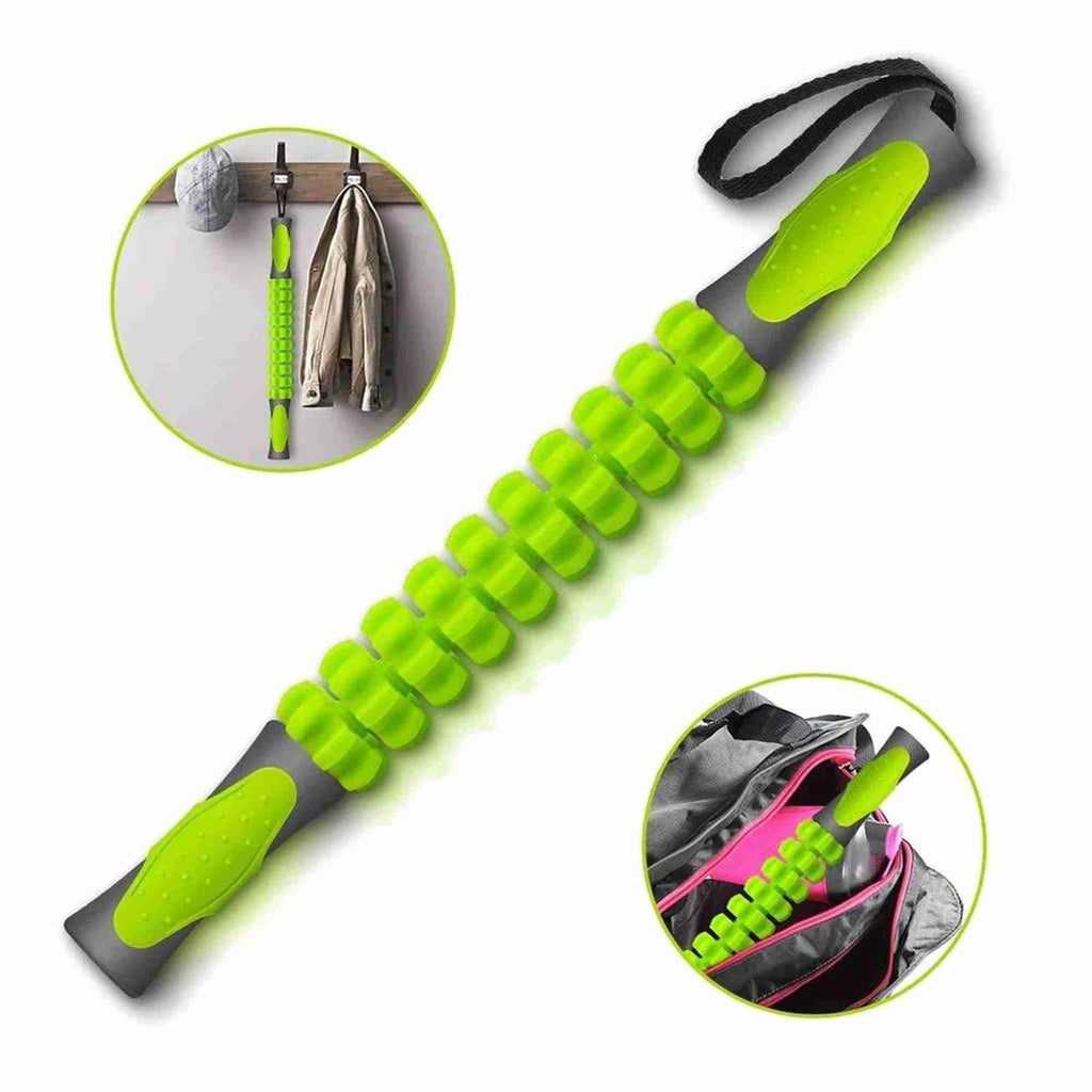 Muscle Massage Roller Stick Deep Tissue Fascia Bar Recovery Fitness Training Gym - Green