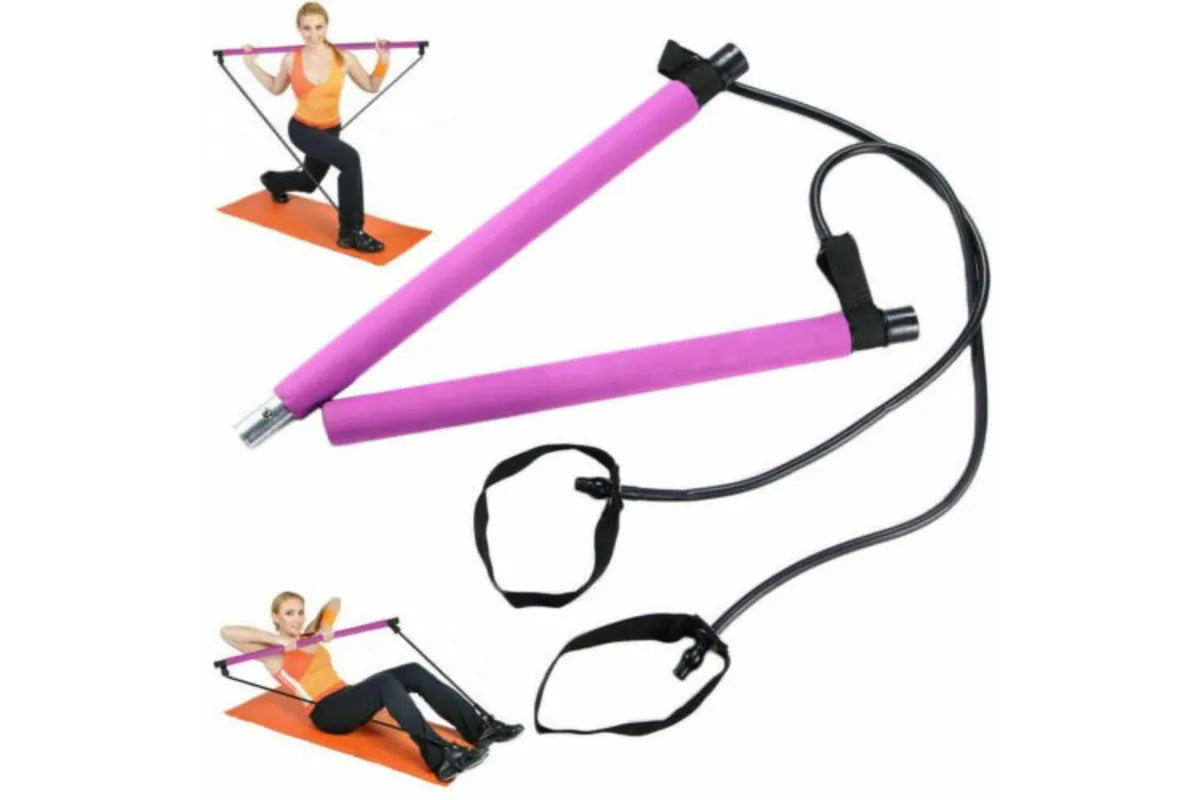 Portable Pilates Stretch Rope Gym Stick Yoga Exercise Bar Pilates Trainer Rope - Purple