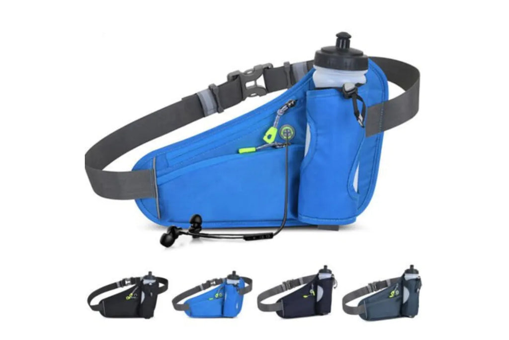 Sport Hydration Belt Bag Portable Breathable Outdoor Running Water Bottle Holder - Black