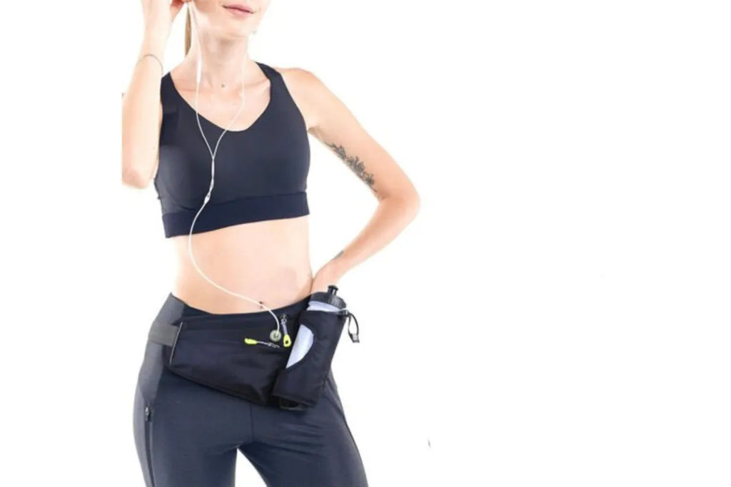 Sport Hydration Belt Bag Portable Breathable Outdoor Running Water Bottle Holder - Black