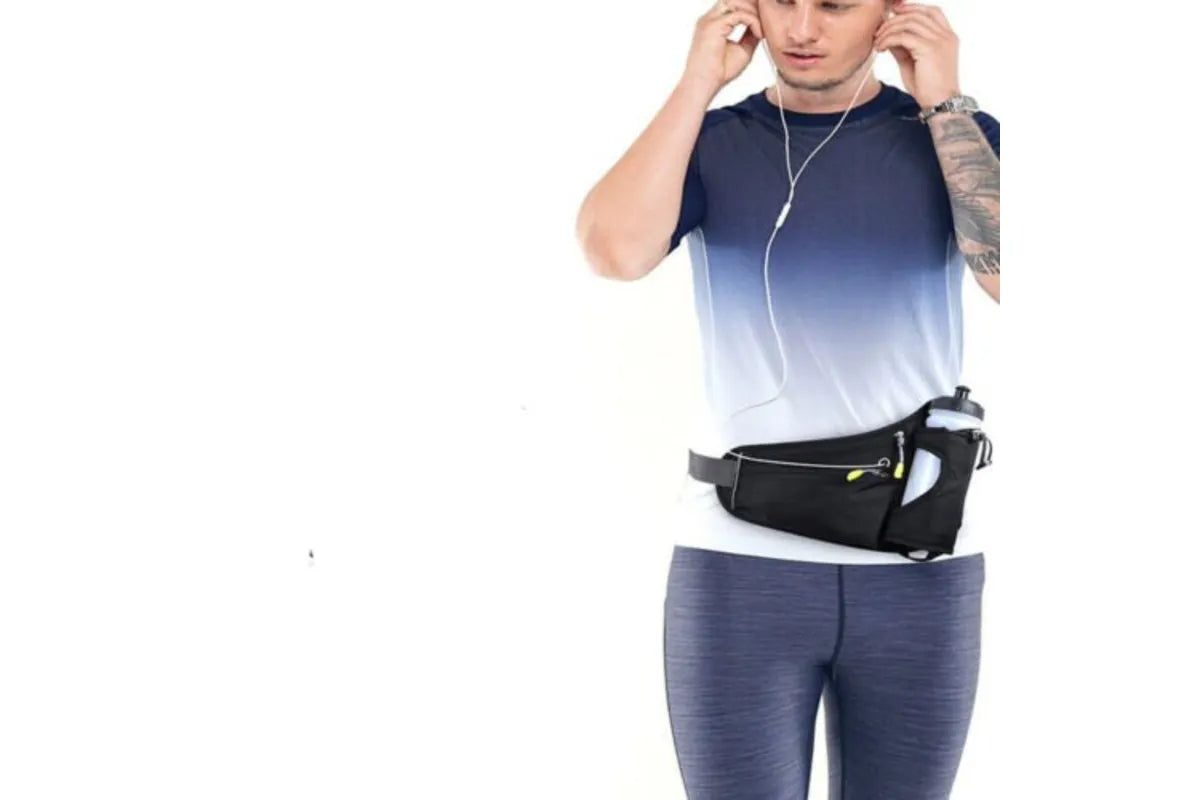 Sport Hydration Belt Bag Portable Breathable Outdoor Running Water Bottle Holder - Blue