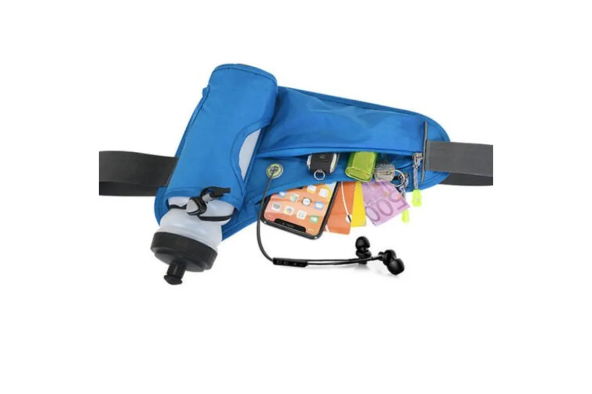 Sport Hydration Belt Bag Portable Breathable Outdoor Running Water Bottle Holder - Grey