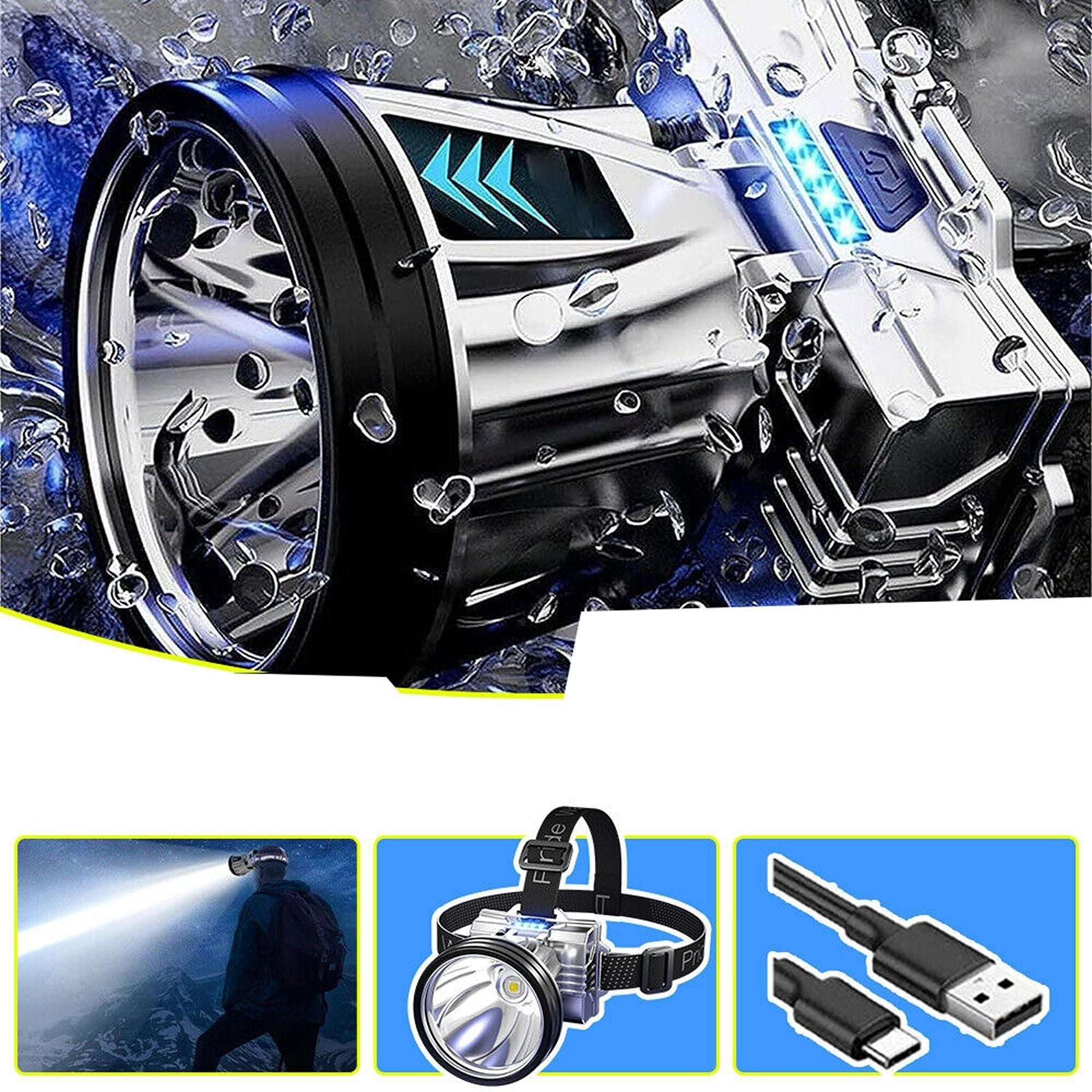 High Power LED Headlamp Super Bright Rechargeable and Waterproof - White Light 1200mAh