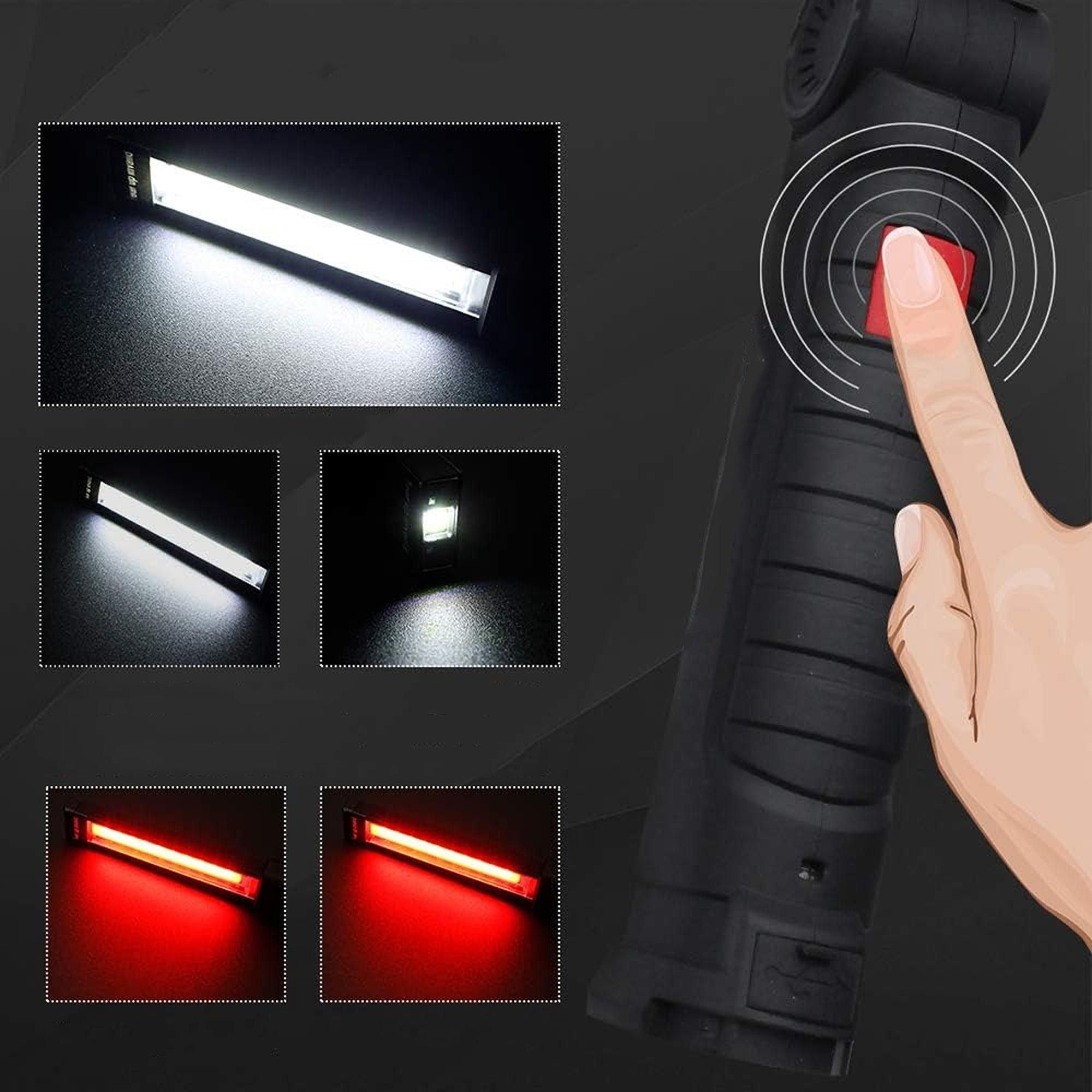 Magnetic COB LED Flashlight Rechargeable Hand Torch Work Light - M
