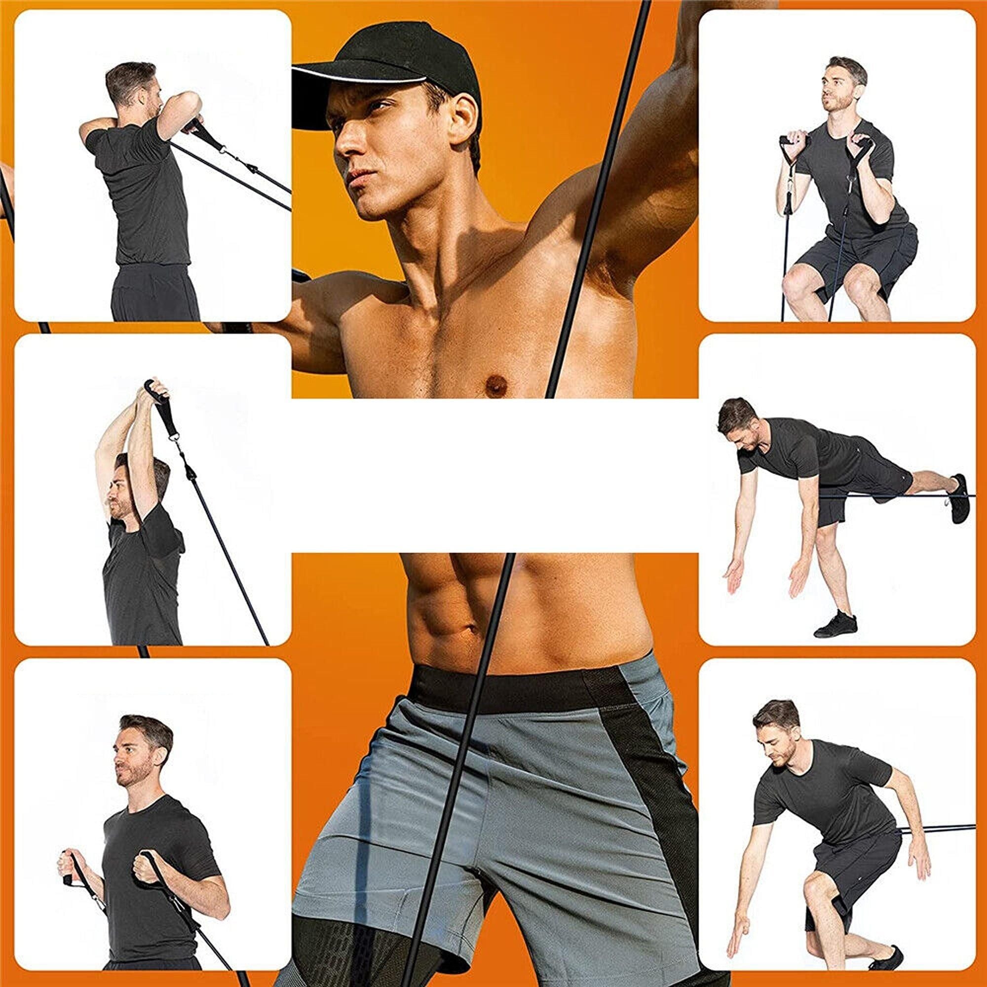 11pcs Resistance Band Set for Yoga Pilates and Fitness Exercises - 150lbs