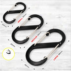 3pcs Heavy Duty Dual S-Biner Carabiner Hooks Multi-Size Handy Hardware
