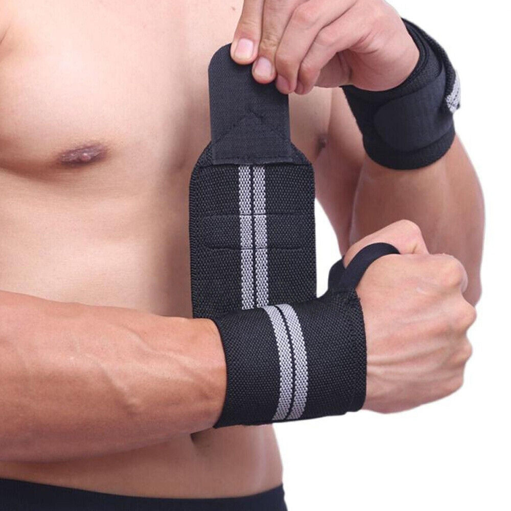 Gym Muscle Support Wrist Straps Weight Lifting Bodybuilding Wraps - Grey