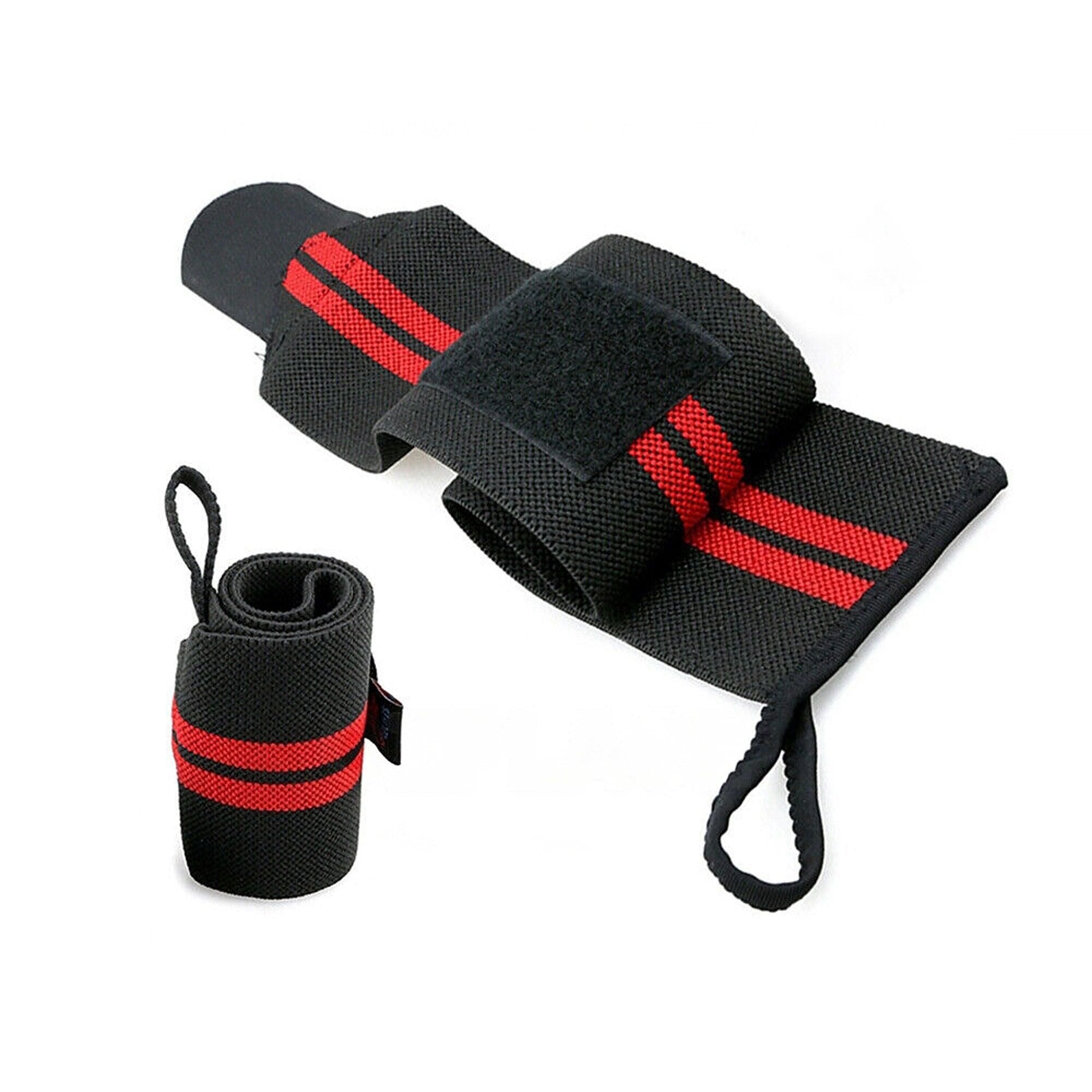 Gym Muscle Support Wrist Straps Weight Lifting Bodybuilding Wraps - Red
