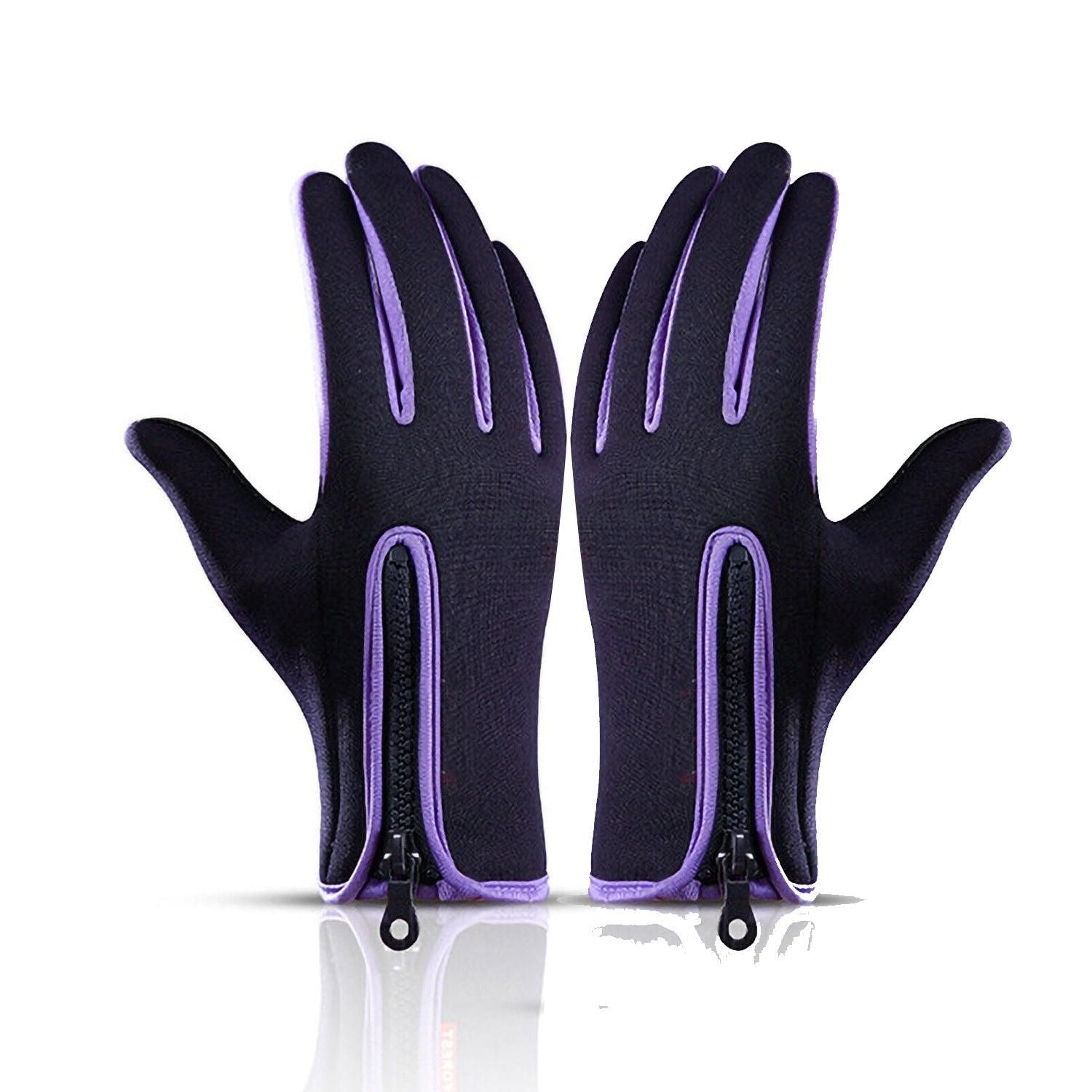 Touch Screen Snow Cycling Hand Gloves - Purple L