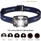 Headlamp Flashlight USB Rechargeable 1200 mAh Super Bright White LED Waterproof Bright Flashlight for Outdoors (2 Pack)