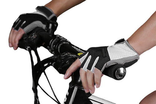 1 Pair Cycling Half Finger Bike Gloves With Anti Slip Pad For Unisex - Black & XL