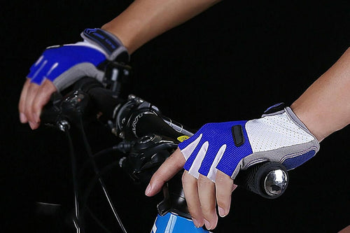 1 Pair Cycling Half Finger Bike Gloves With Anti Slip Pad For Unisex - Blue & L