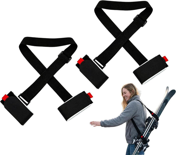 2-Pack Premium Ski and Pole Carrier Straps for Adult