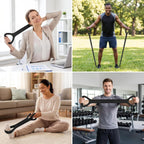 Black Resistance Band with Handles, Upgraded Silicone Exercise Bands for Shoulder Stretching, Yoga, Pilates, Arm, Back, Leg Workouts at Gym or Home, Compact, Stylish Design for Men and Women