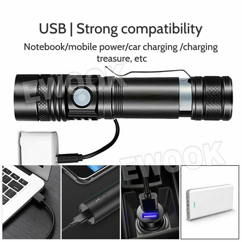 2X 60000lm LED Flashlight Torch For Bike Mount USB Rechargeable T6 XM-L AU