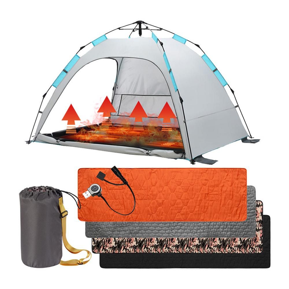 Heated Sleeping Bag Pad 5 Heating Zone 3-Level Temperature USB Power Warm Mat (Orange)