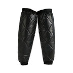 Cycling Leg Warmers Thermal Zipper Knee Sleeves Winter Waterproof 2pcs (Black)