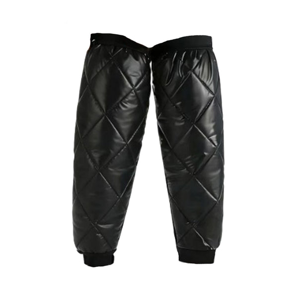 Cycling Leg Warmers Thermal Zipper Knee Sleeves Winter Waterproof 2pcs (Black)