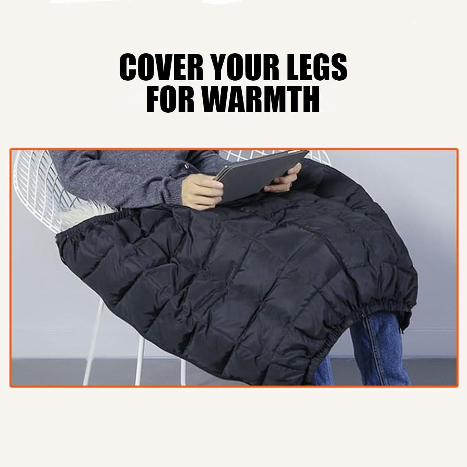 Cycling Leg Warmers Thermal Zipper Knee Sleeves Winter Waterproof 2pcs (Black)