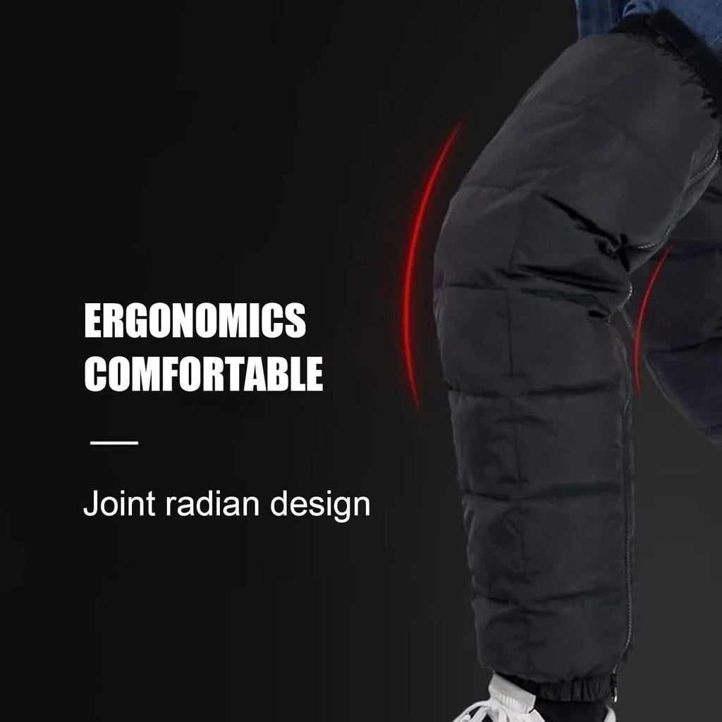 Cycling Leg Warmers Thermal Zipper Knee Sleeves Winter Waterproof 2pcs (Black)