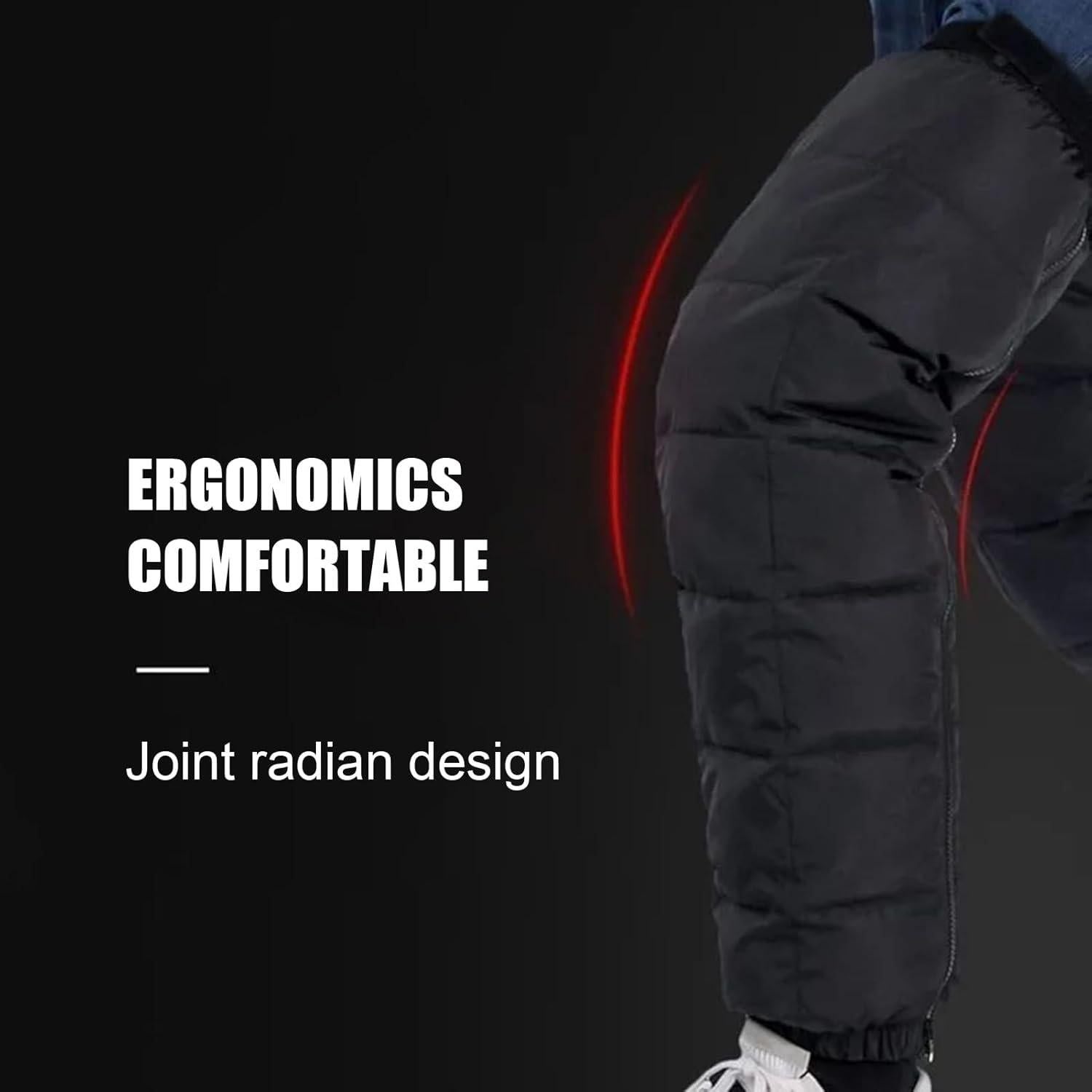 Cycling Leg Warmers Thermal Zipper Knee Sleeves Winter Waterproof 2pcs (Black)