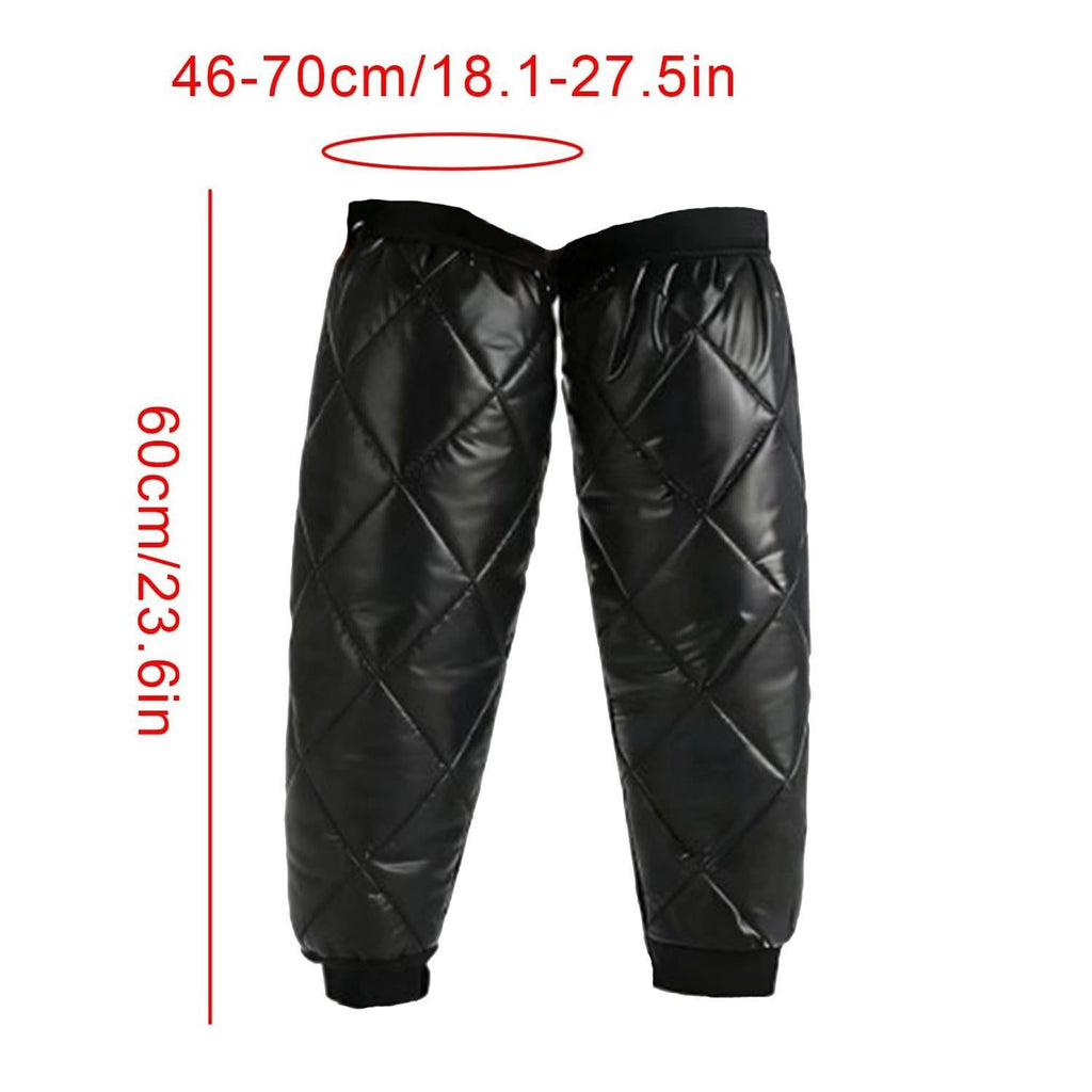Cycling Leg Warmers Thermal Zipper Knee Sleeves Winter Waterproof 2pcs (Black)