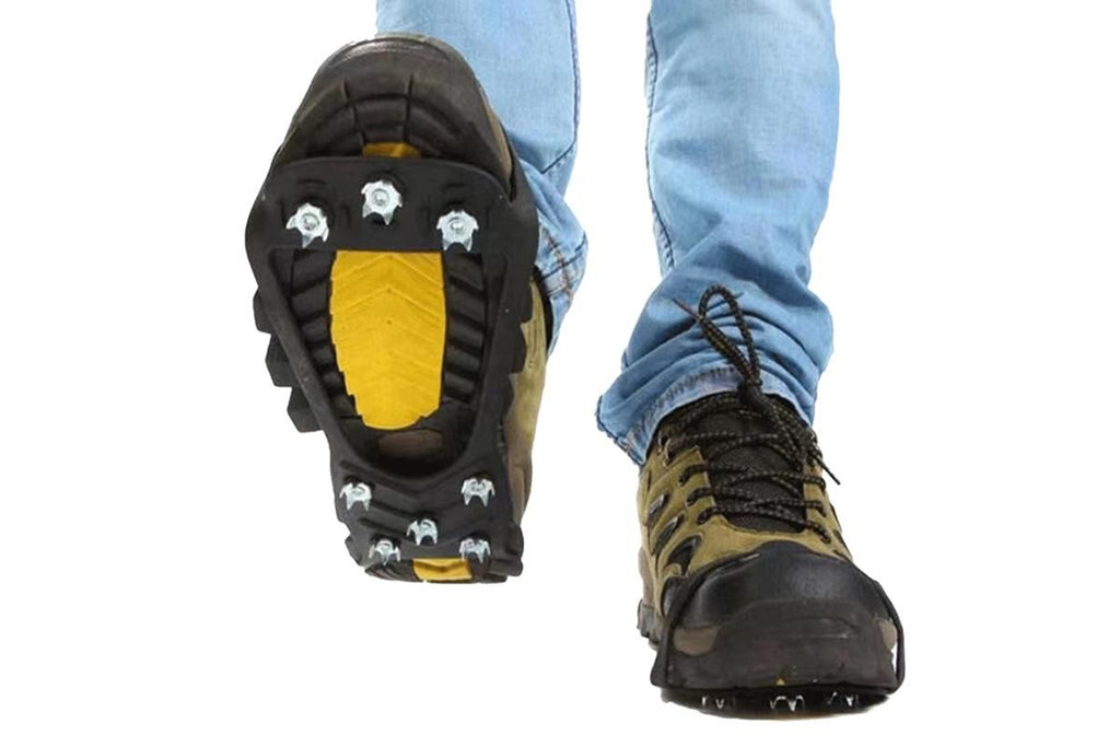 2 Pairs Ice Cleats Traction Crampons Snow Grips with 8 Spikes for Boots Shoes - For EU34-40