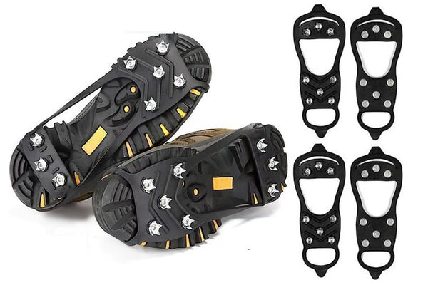 2 Pairs Ice Cleats Traction Crampons Snow Grips with 8 Spikes for Boots Shoes - For EU40-45