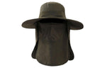 Outdoor Sun Protection Fishing Cap Wide Brim Hat With Neck Flap And Face Cover - Army Green
