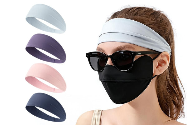 4 Pack Fitness Sweat Headbands Wide Elastic Sports Headbands for Workout Yoga