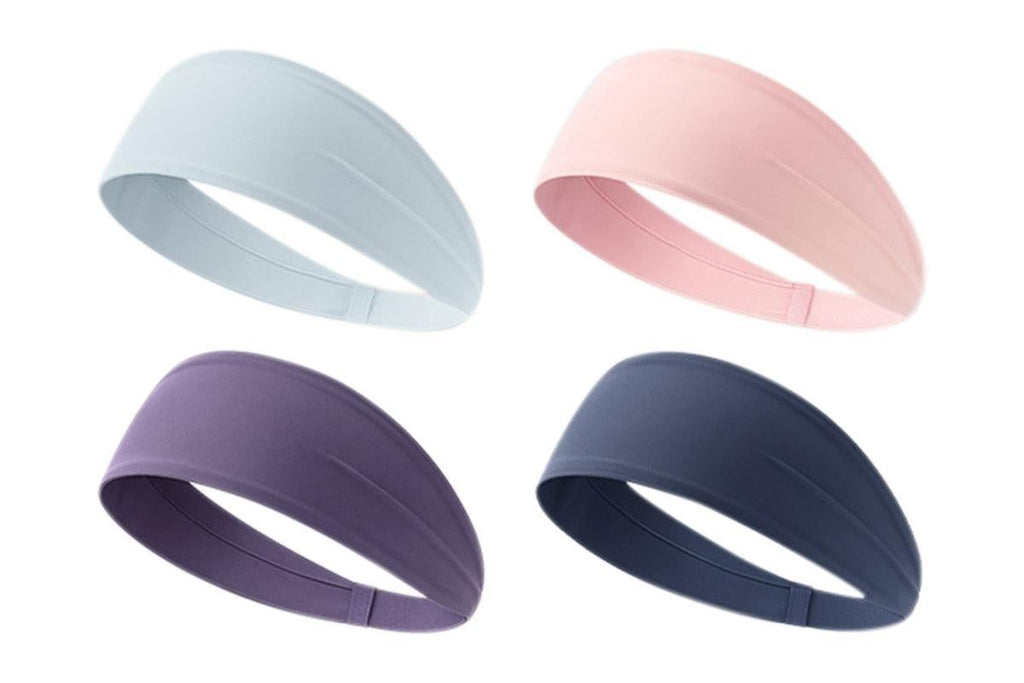 4 Pack Fitness Sweat Headbands Wide Elastic Sports Headbands for Workout Yoga