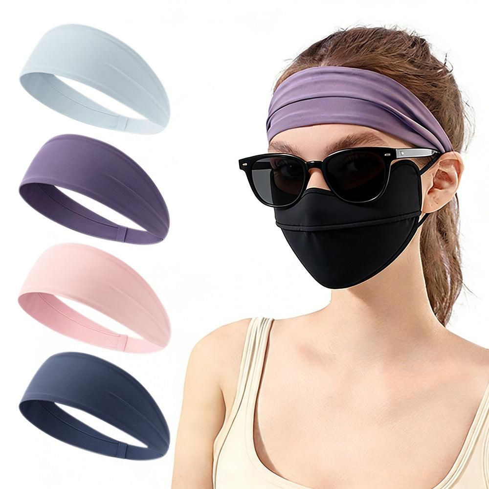 4 Pack Fitness Sweat Headbands Wide Elastic Sports Headbands for Workout Yoga