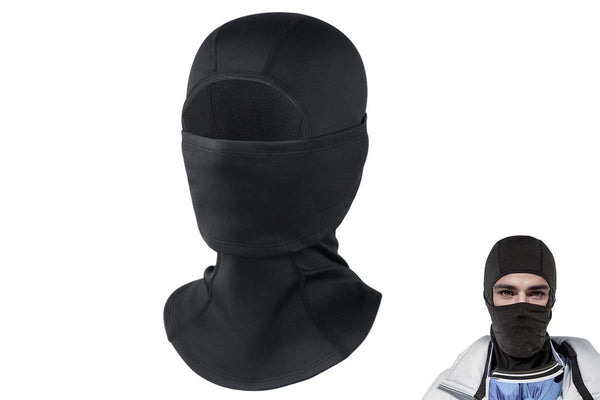 Windproof Thermal Face Mask Headgear for Outdoor Sports - Pure Black