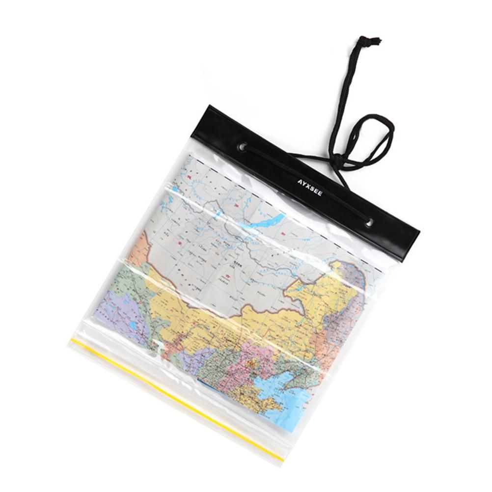 Outdoor Waterproof Map Bag Plastic Self-sealing Bag Transparent Stationery Bag White (Without Map)