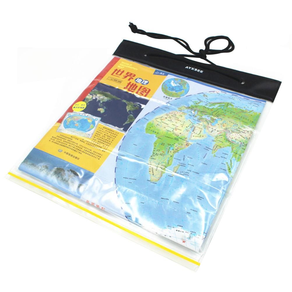 Outdoor Waterproof Map Bag Plastic Self-sealing Bag Transparent Stationery Bag White (Without Map)