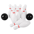 1 Set Miniature Bowling Balls: 5.9inch Plastic Bowling Pins With 2.7 Inch Black Balls - Indoors Sports Toy For