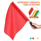 4pcs Hand Signal Flags Match Referee Flag Stainless Steel Pole Command Flag (Yellow, Red, Green, White)