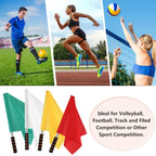 4pcs Hand Signal Flags Match Referee Flag Stainless Steel Pole Command Flag (Yellow, Red, Green, White)